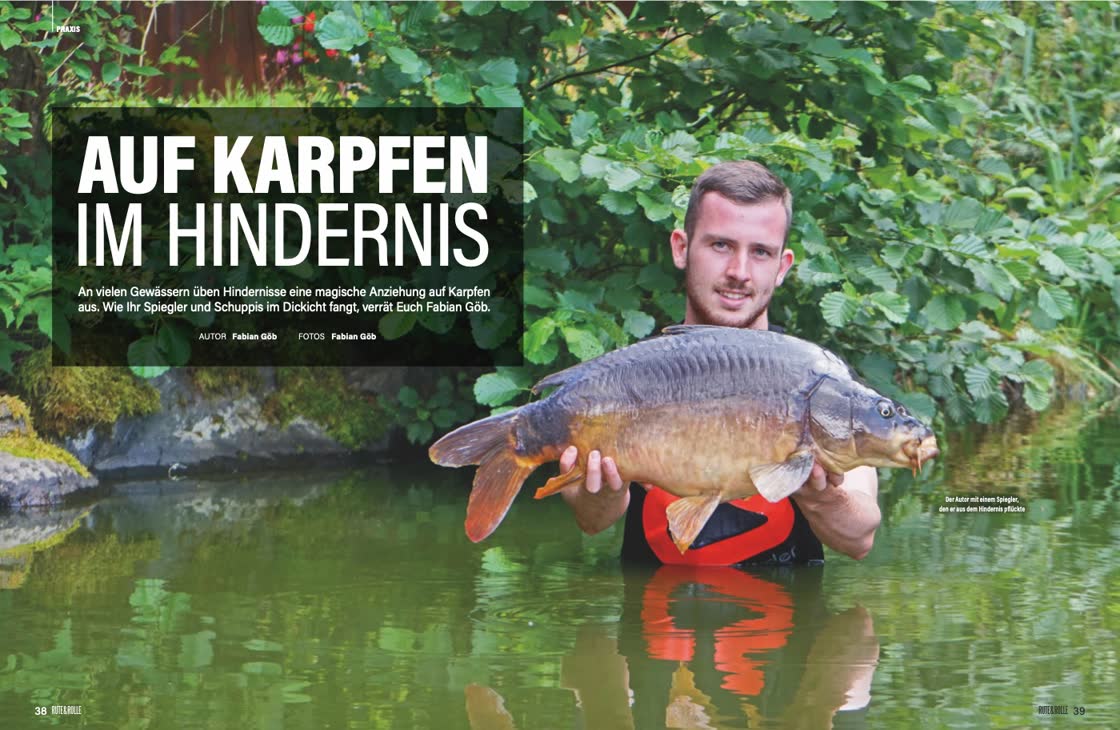Aufmacherseite des Artikels Auf Karpfen im Hindernis in der RUTE&ROLLE 06/2025